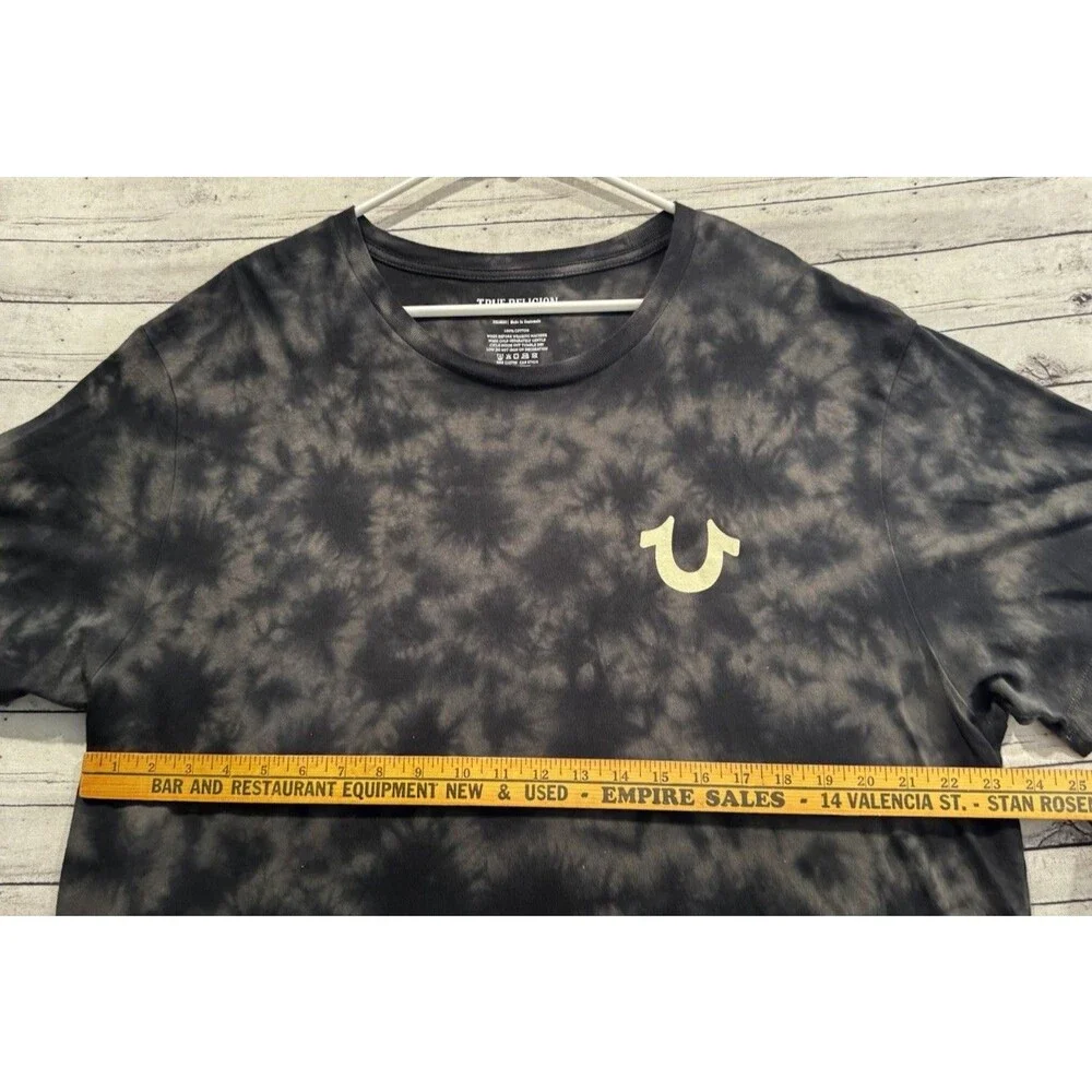 True Religion Mens Tie Dye T Shirt Size XXXL 3XL Black World Tour Graphic Tee